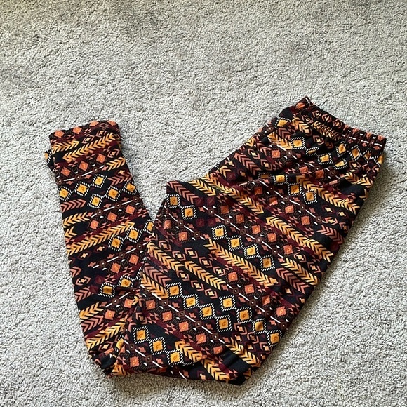No Boundaries Orange Bohemian Aztec Print Leggings | Size JRS Large 11-13 - Picture 1 of 8